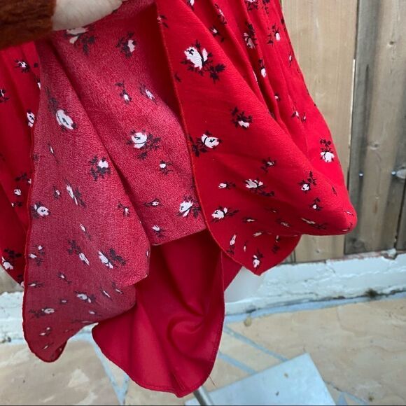 Madewell Magnolia XS Tie-back Floral Summer Dress Red - Picture 6 of 15